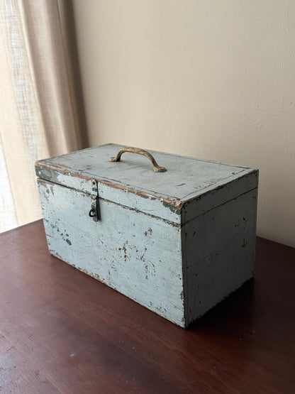 Blue painted pine toolbox