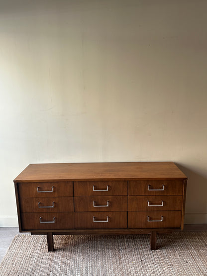 Walnut nine drawer dresser