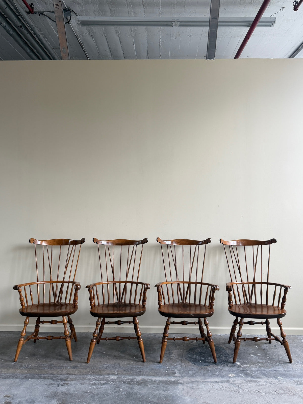Nichols and Stone maple windsor armchairs. Sold individually.