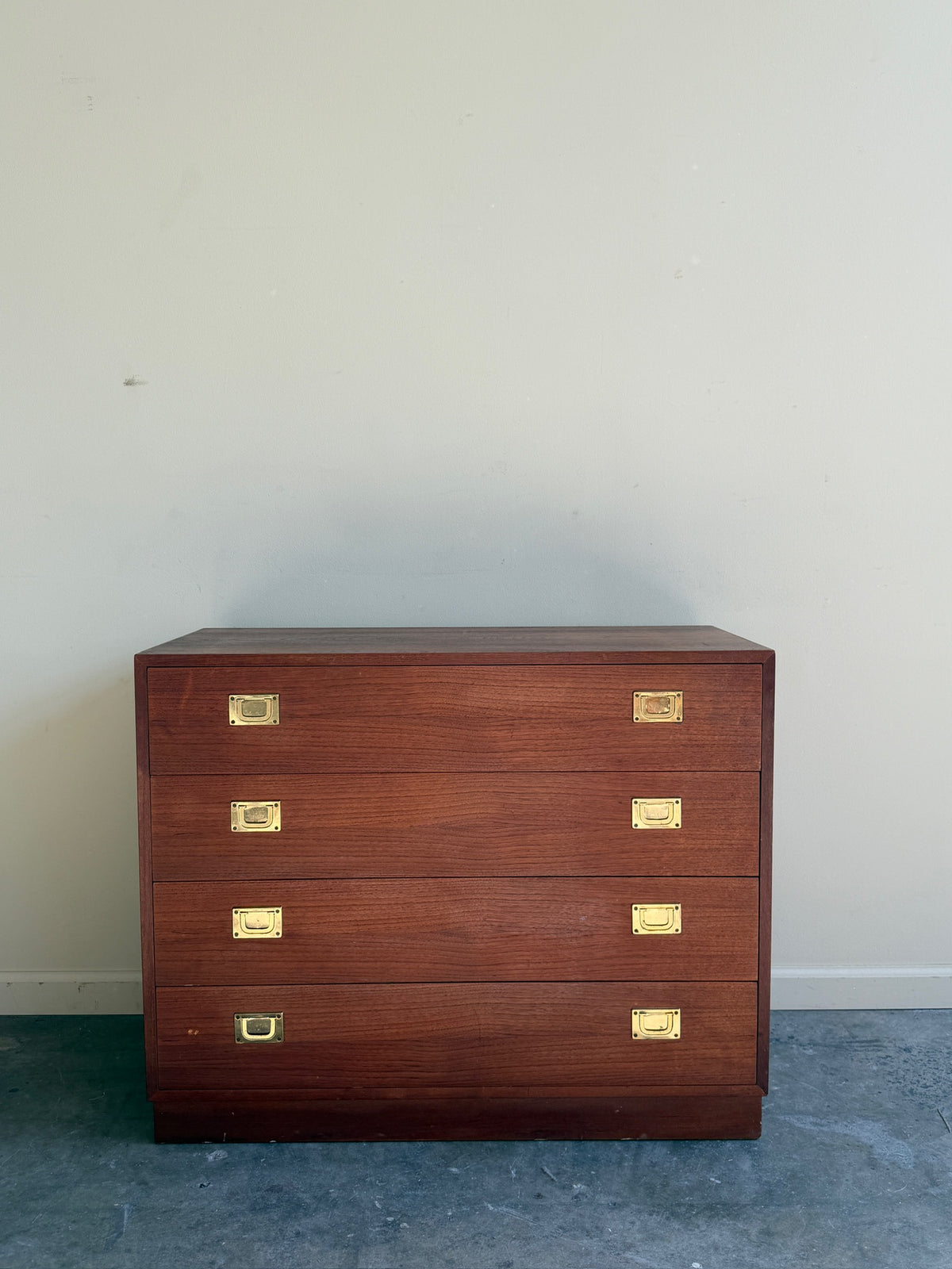 Danish teak dresser with brass pulls