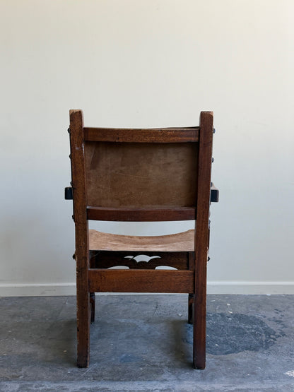 Italian leather & walnut armchair