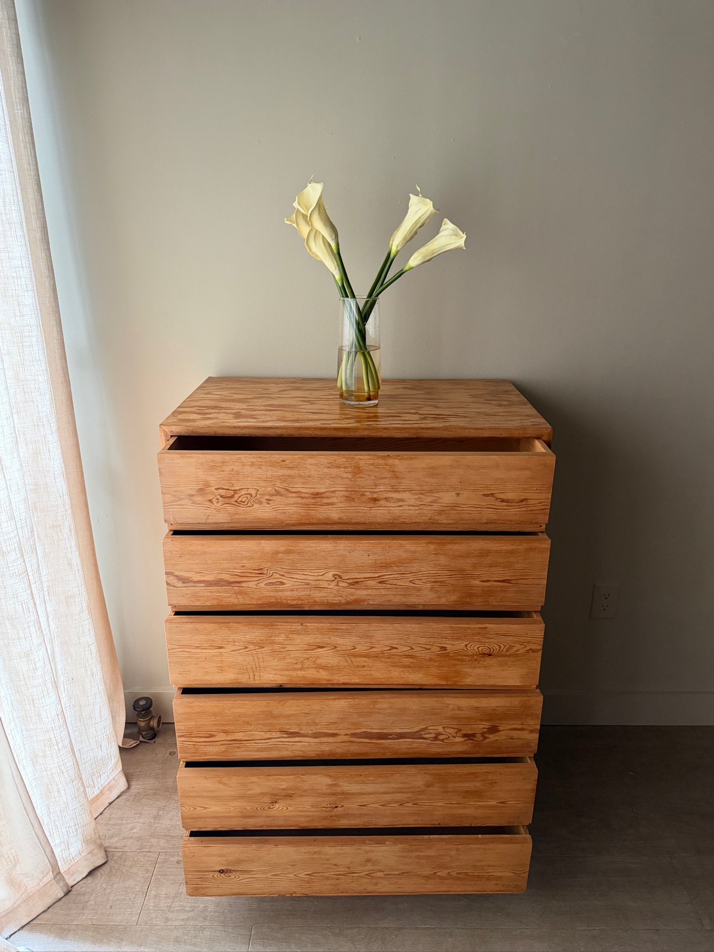 Danish pine tallboy dresser