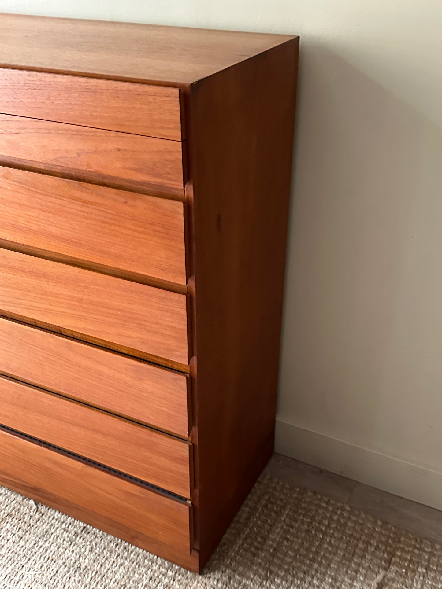 Teak tallboy dresser