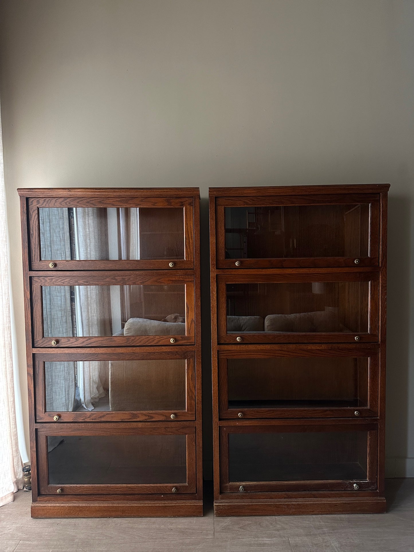 2 oak barrister cases. Sold individually.