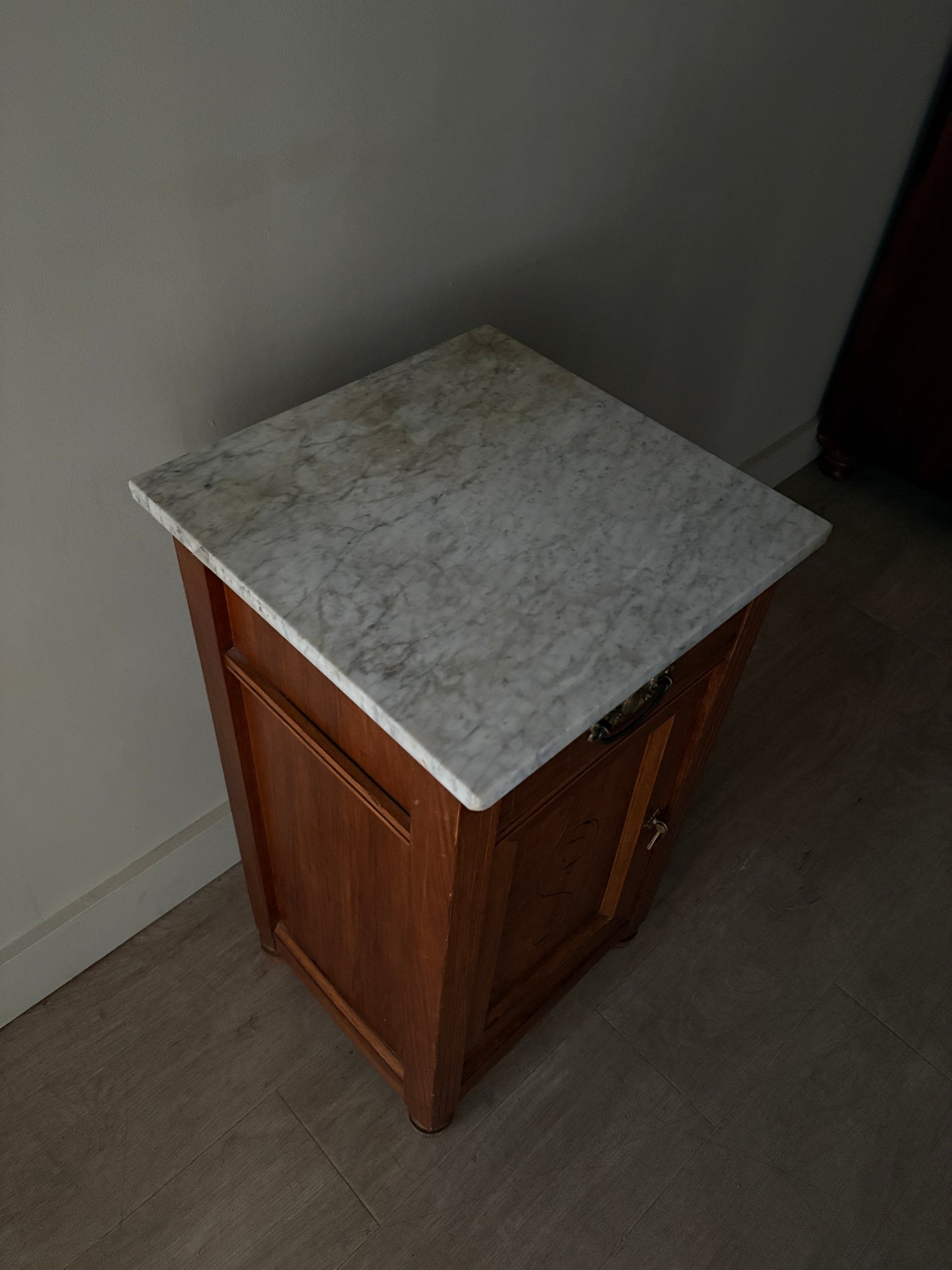 Victorian marble top walnut cabinet/nightstand