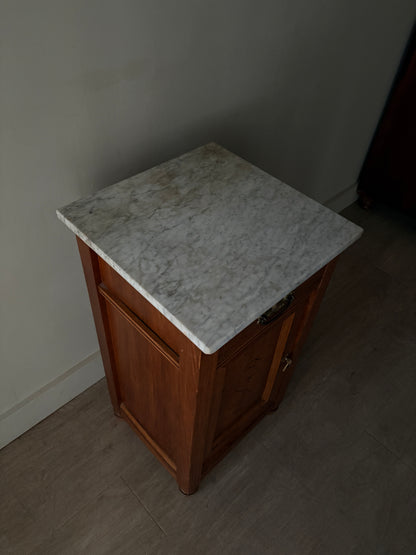 Victorian marble top walnut cabinet/nightstand