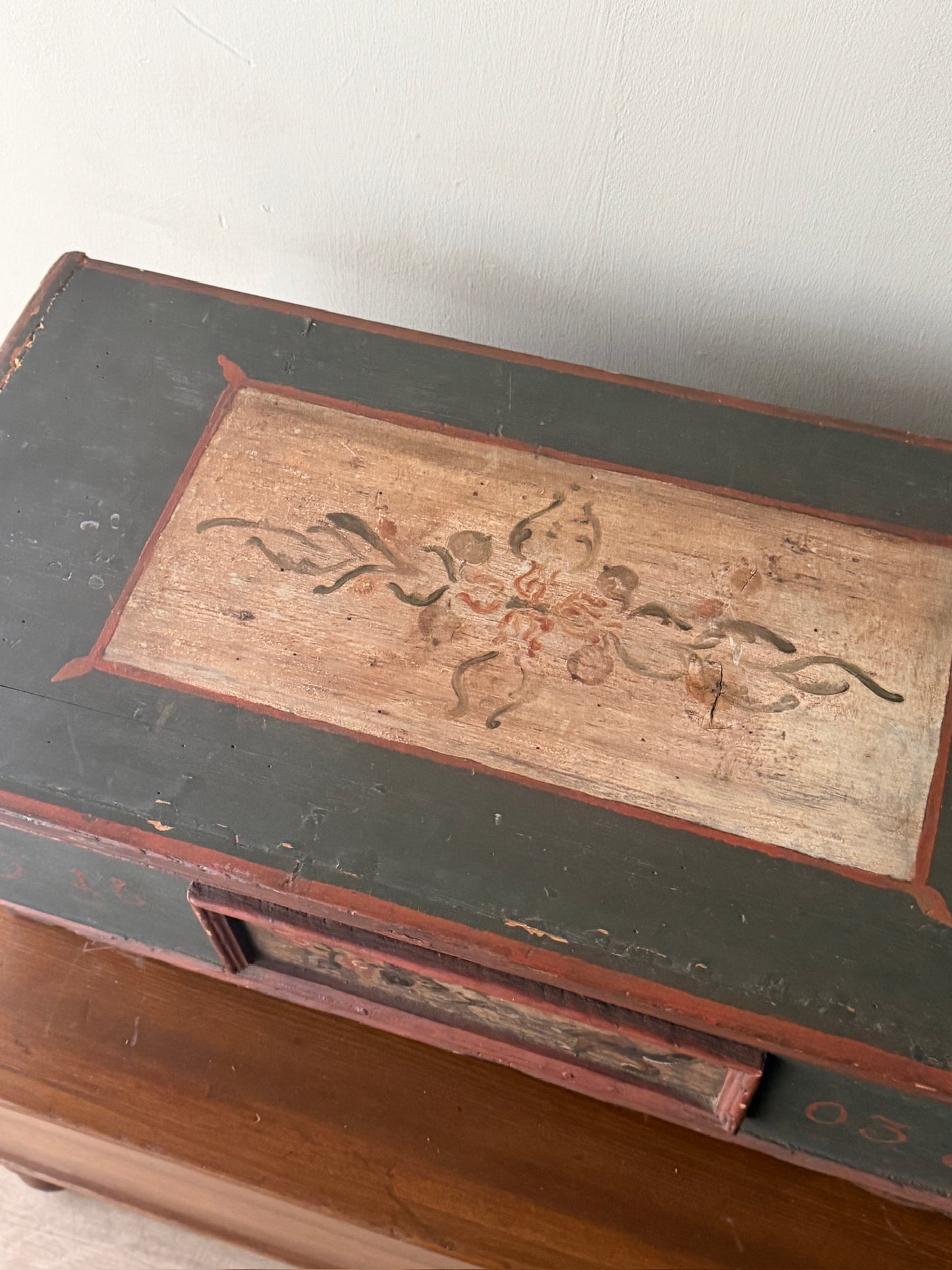Scandinavian painted pine chest