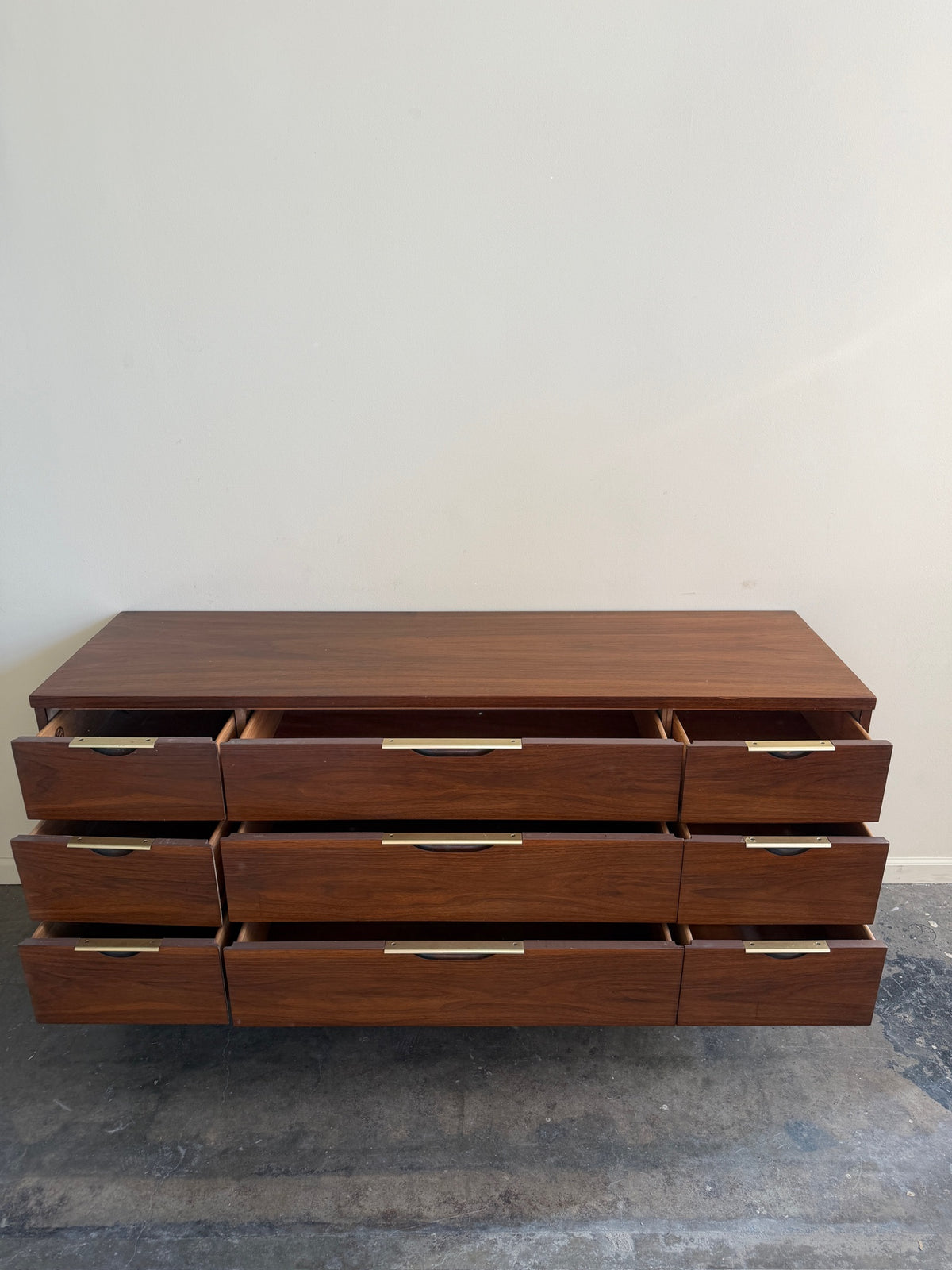 Kent Coffey walnut 9 drawer dresser