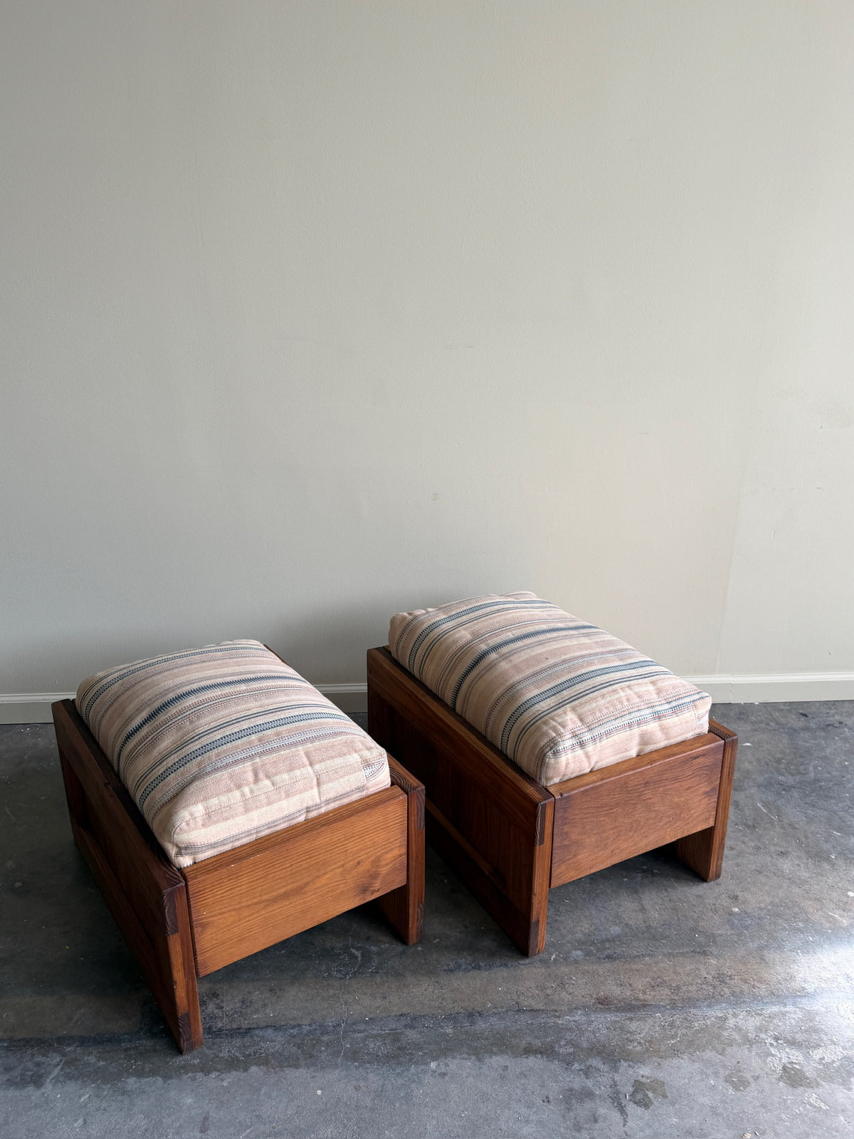Brutalist pine stools. Sold individually.