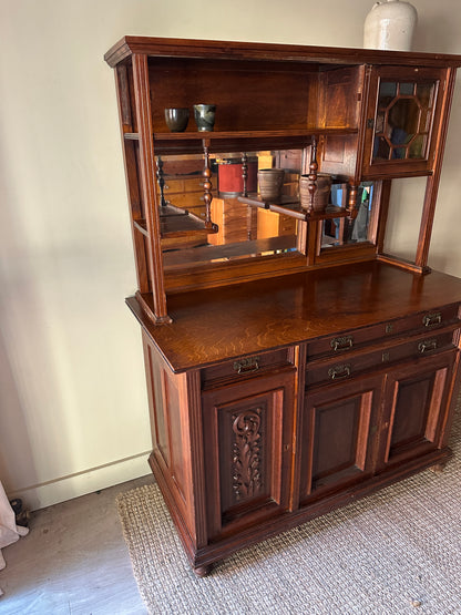 Oak two piece hutch