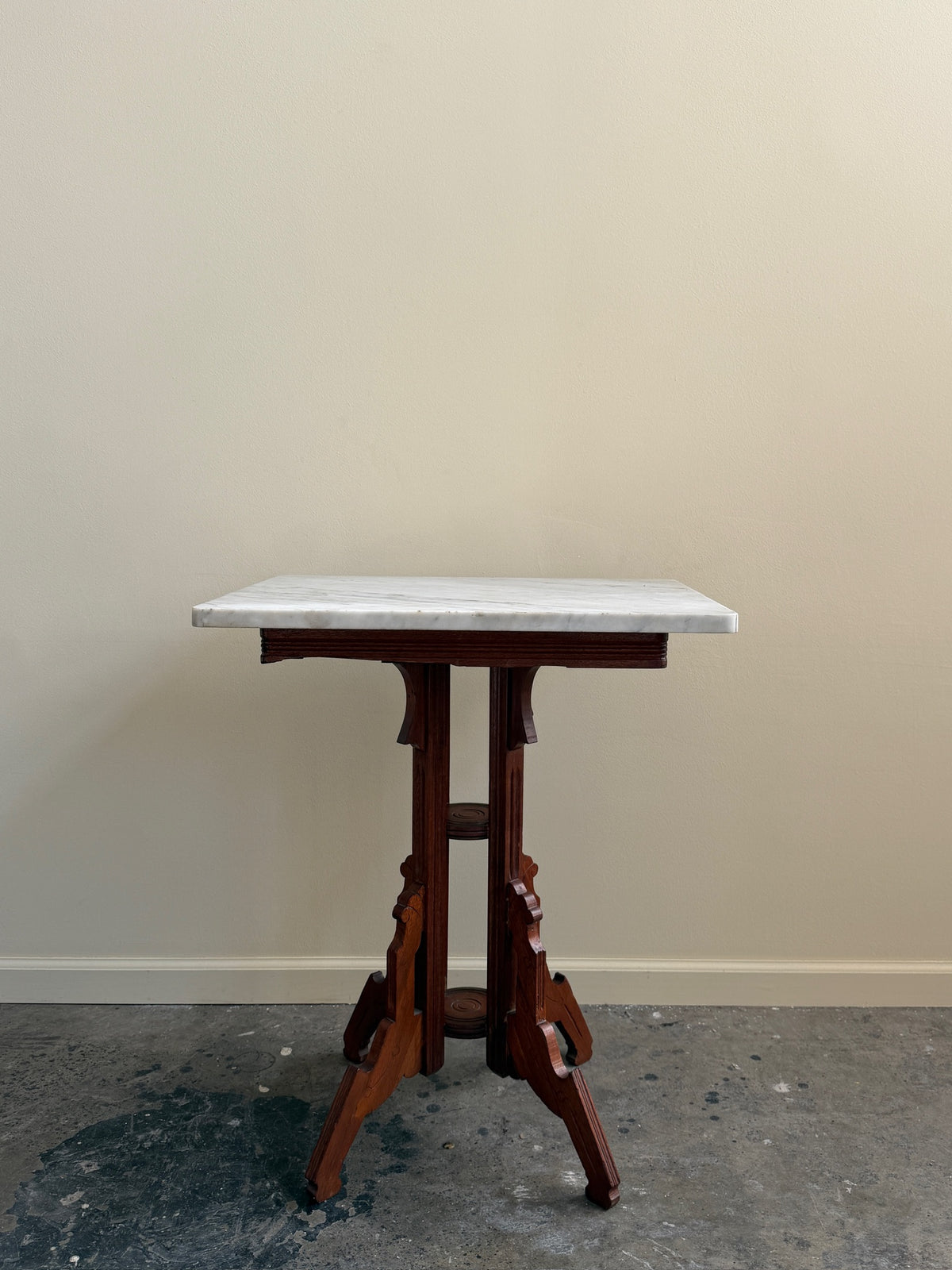 Victorian marble top walnut side table