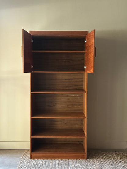 Teak Bookshelf with Upper Cabinet