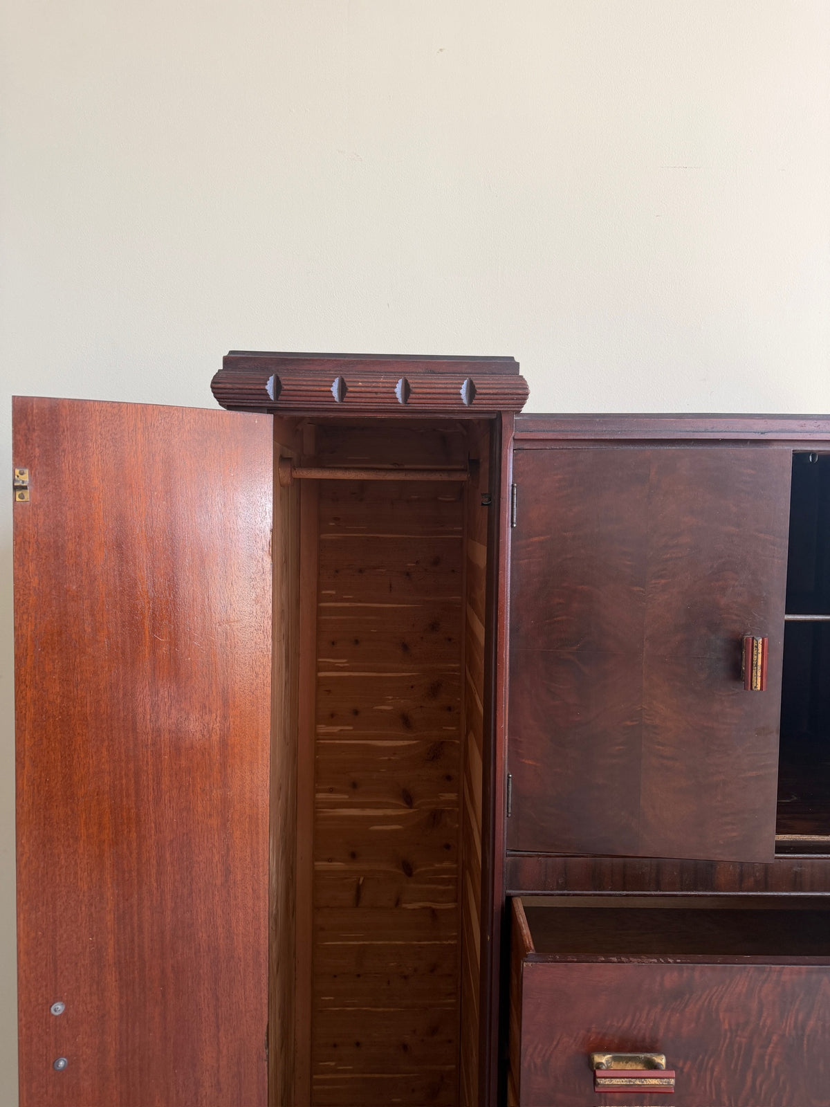 Deco walnut side by side dresser