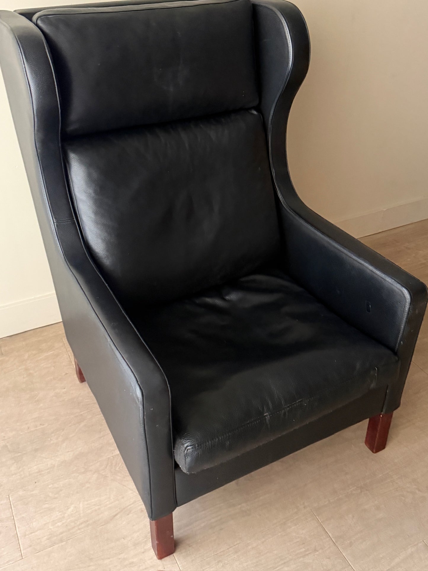 Skalma Danish leather wingback lounge chair