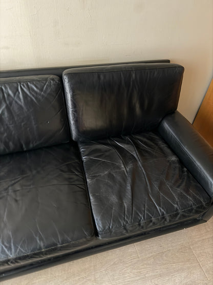 Danish black leather sofa