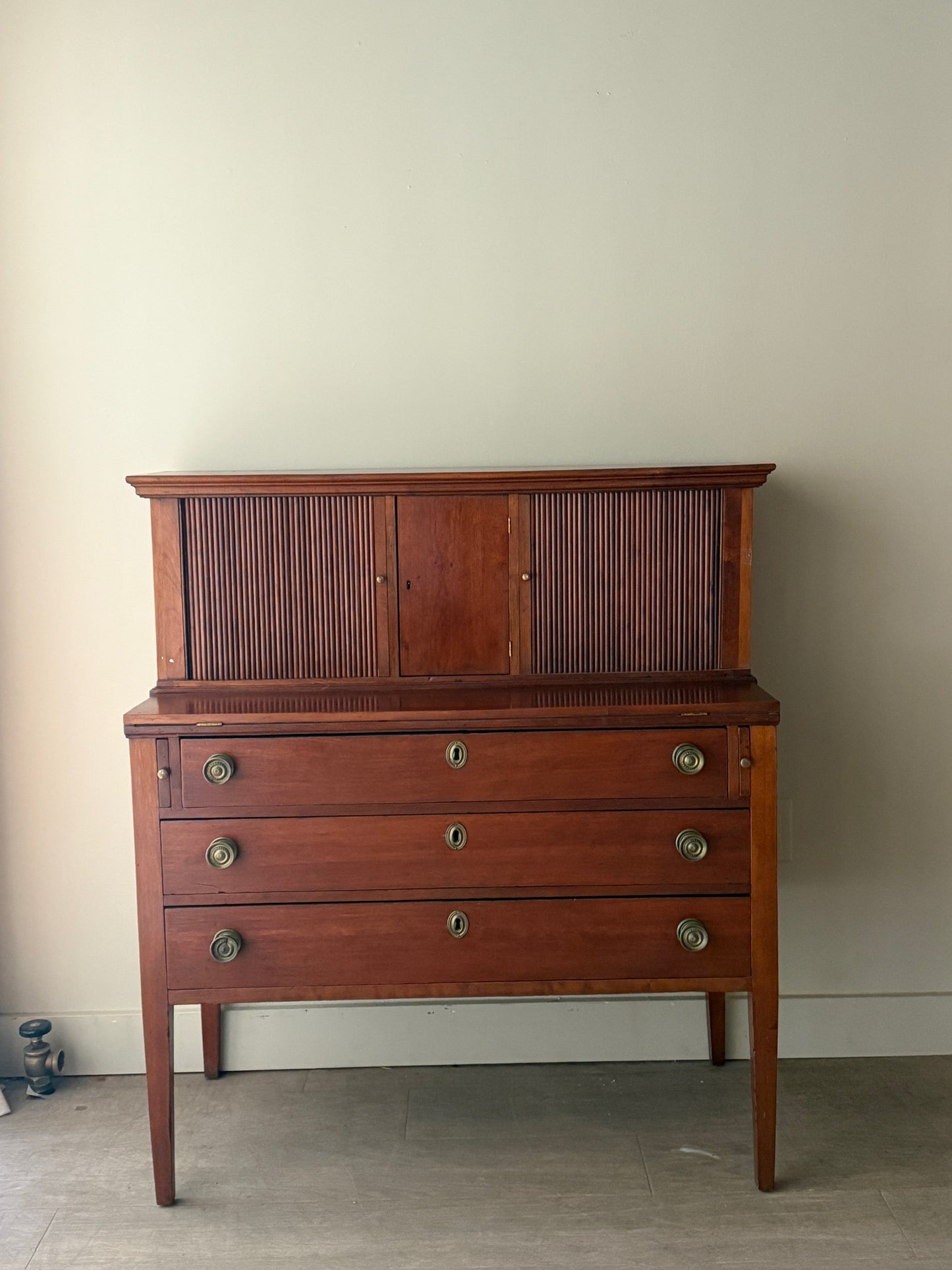 Federal mixed wood tambour door writing desk