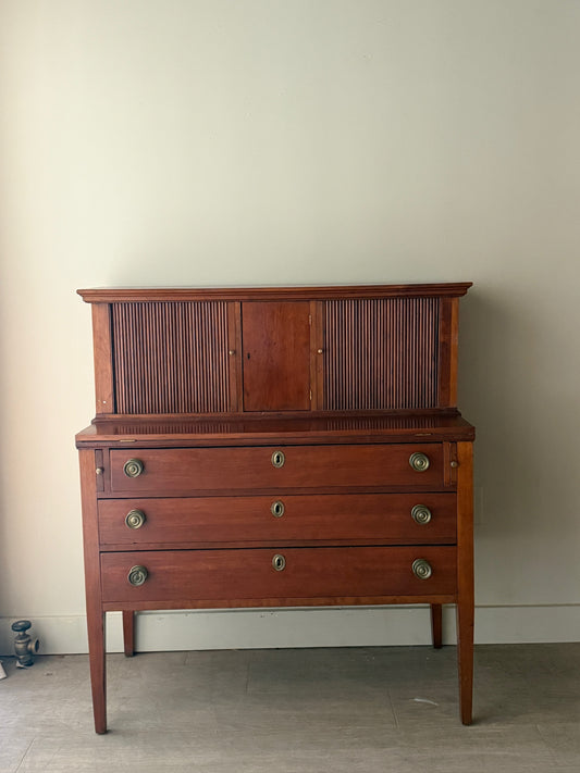 Federal mixed wood tambour door writing desk