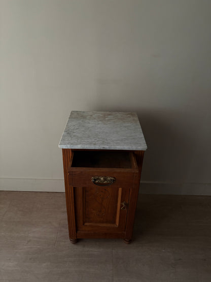 Victorian marble top walnut cabinet/nightstand