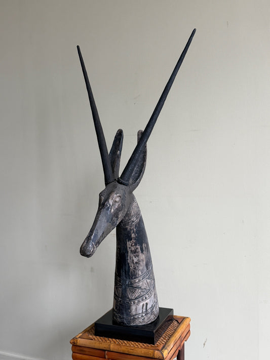 Cast ceramic oryx sculpture by Austin Brod