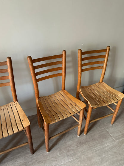 6 slatted dining chairs. Sets of 2.