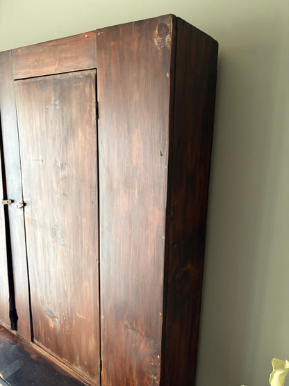 Stained pine stepback hutch