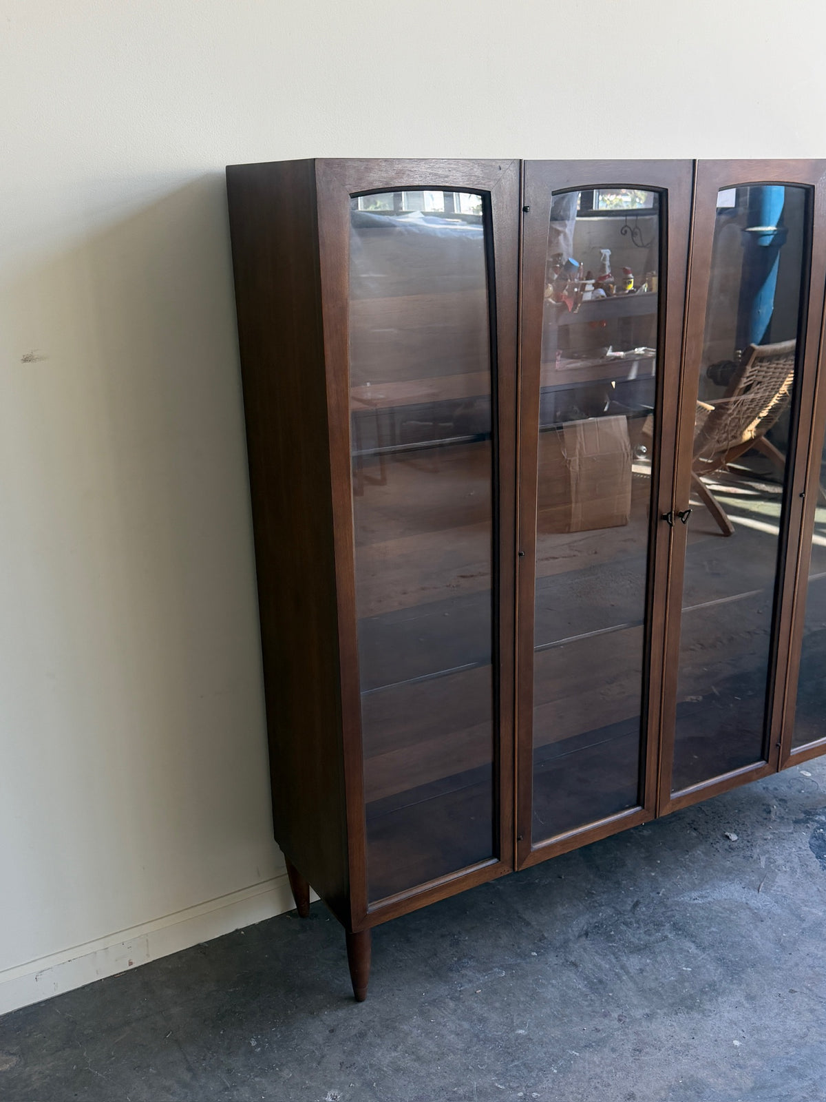Broyhill walnut display cabinet