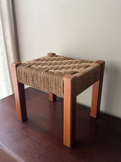 Teak & twisted cord stool