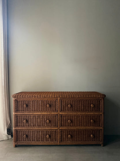Wicker 6 drawer dresser