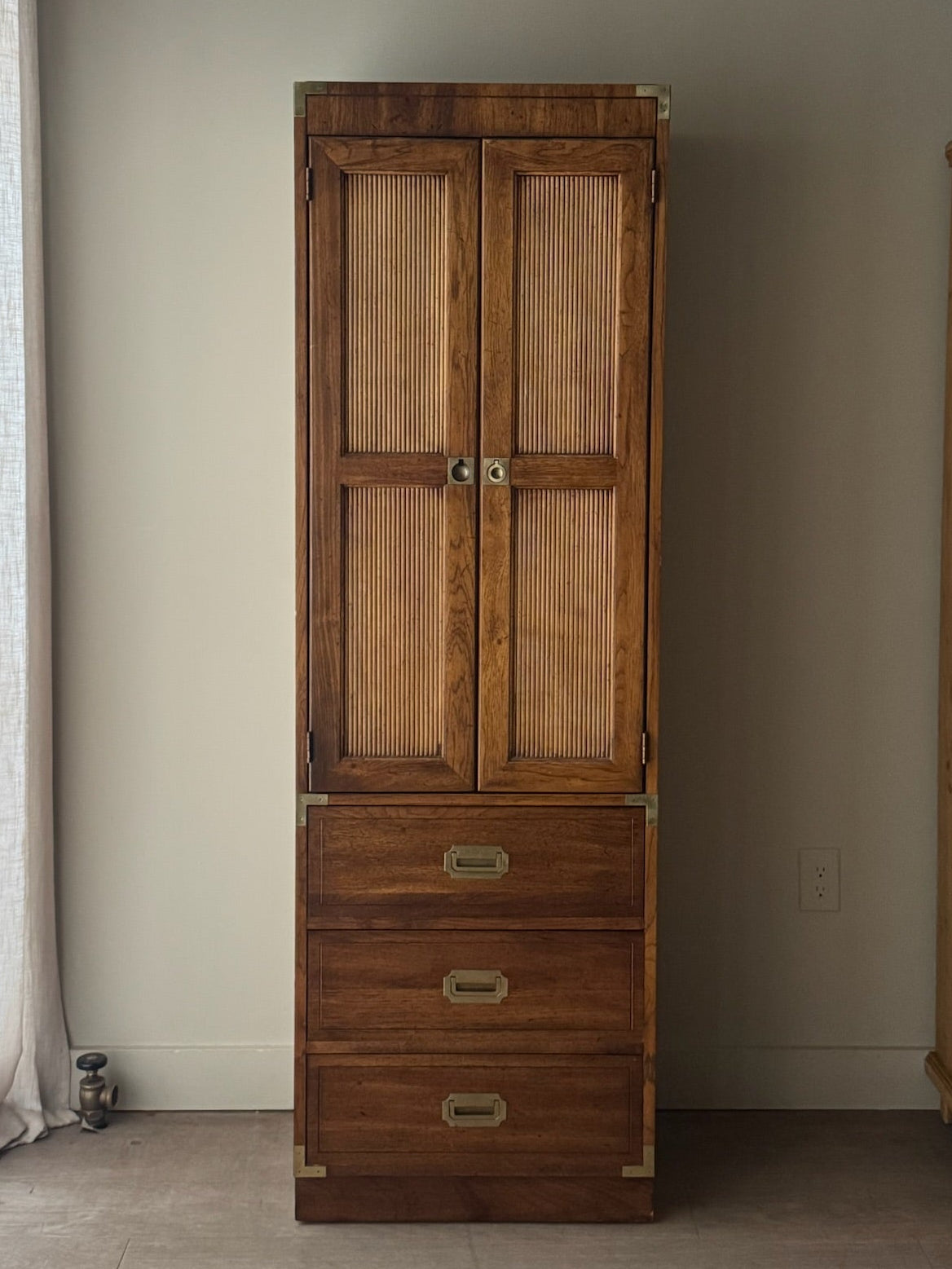 Walnut campaign linen press