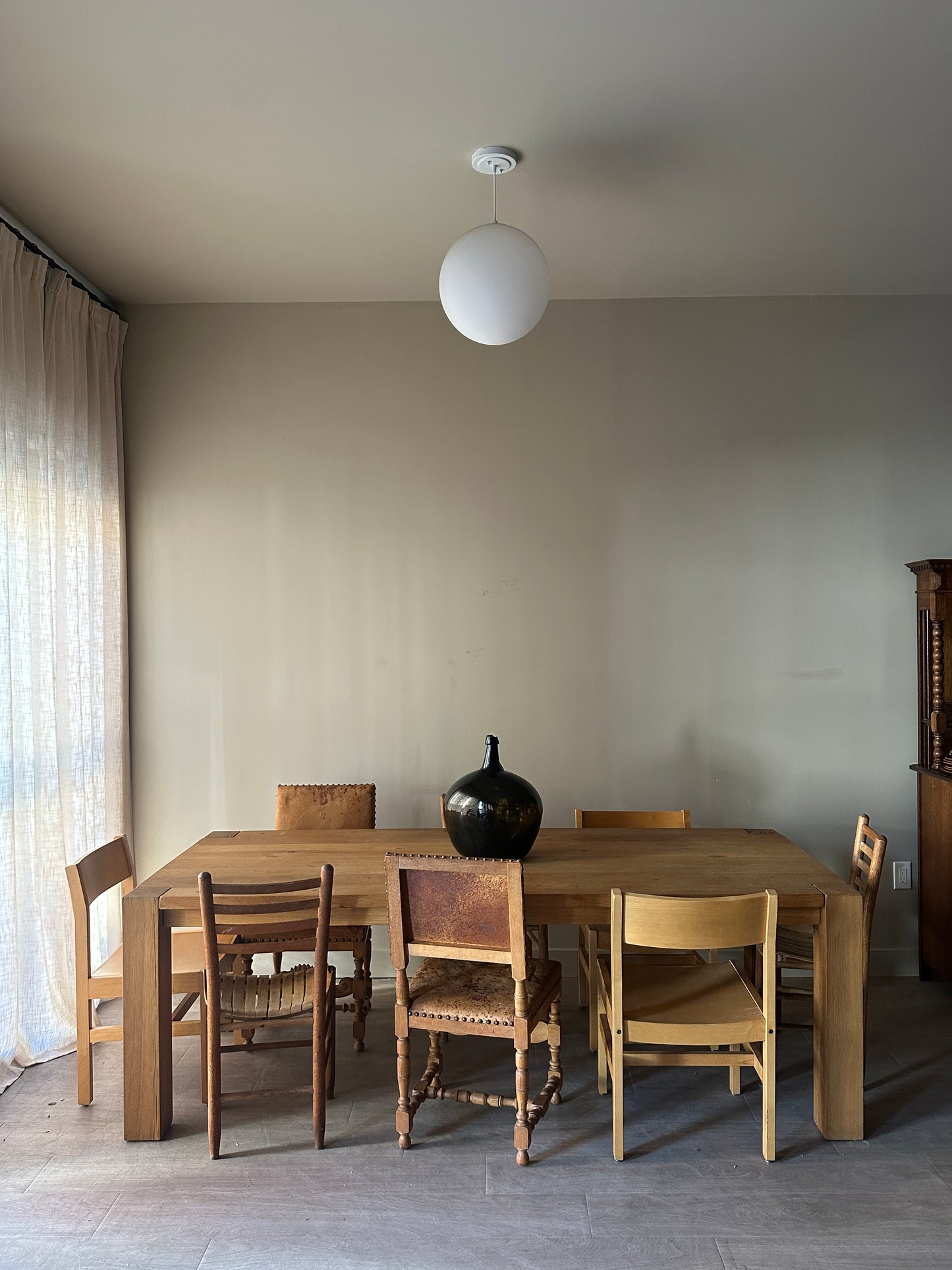 Solid scrubbed pine dining table