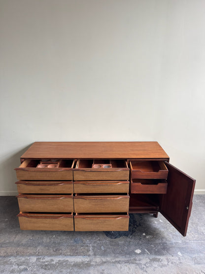 Walnut credenza with caning
