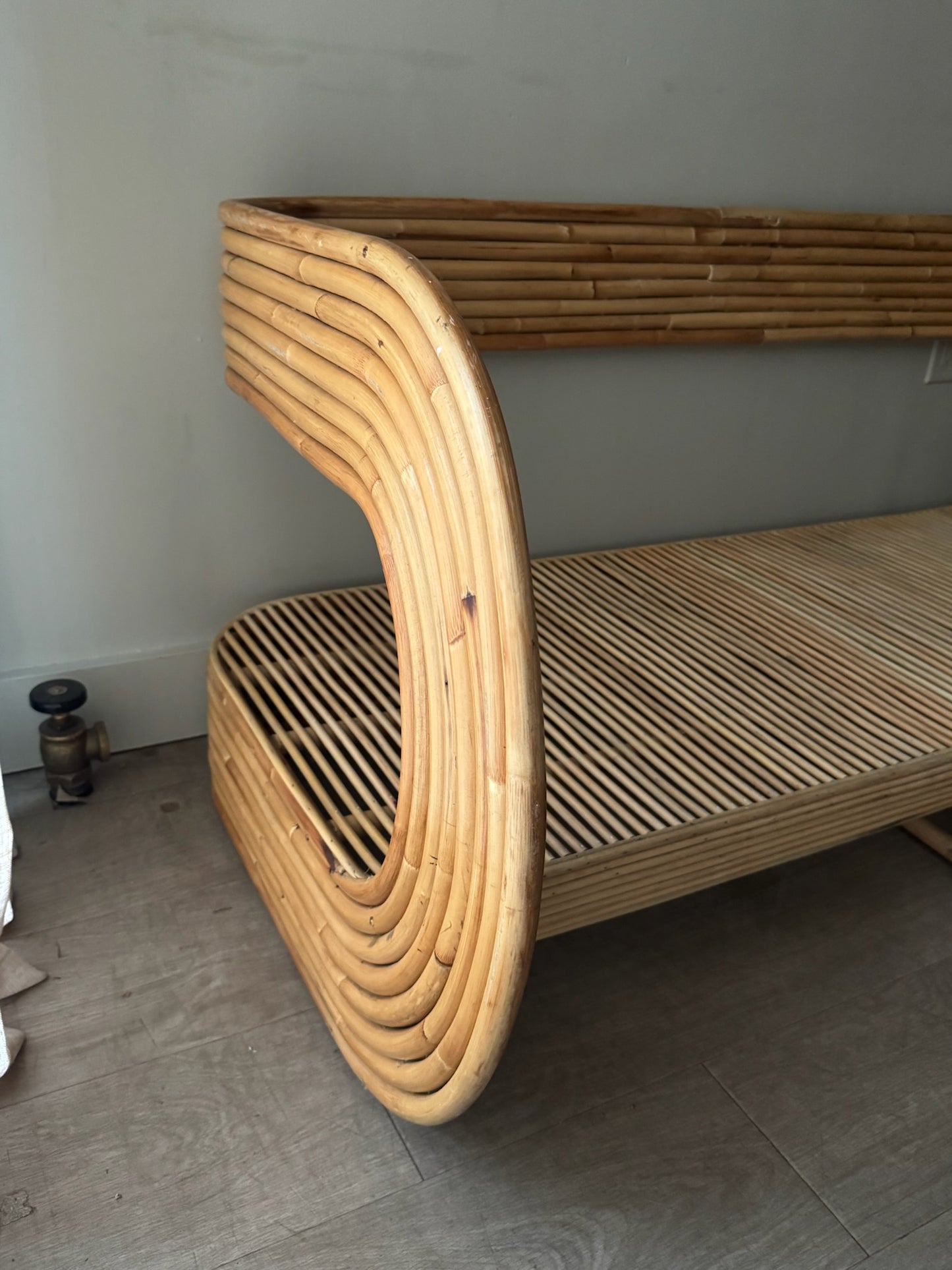 Rattan barrel back bench/sofa
