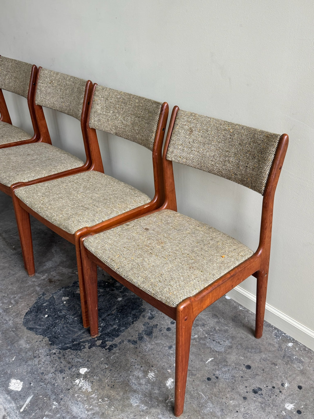 Scandinavian teak upholstered chairs. Sold in pairs.