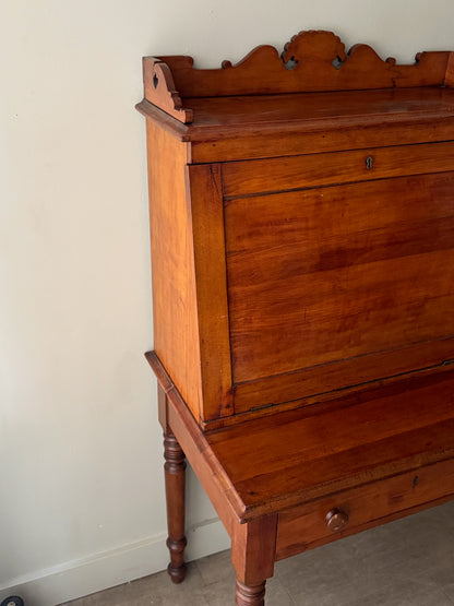 Victorian pine secretary desk