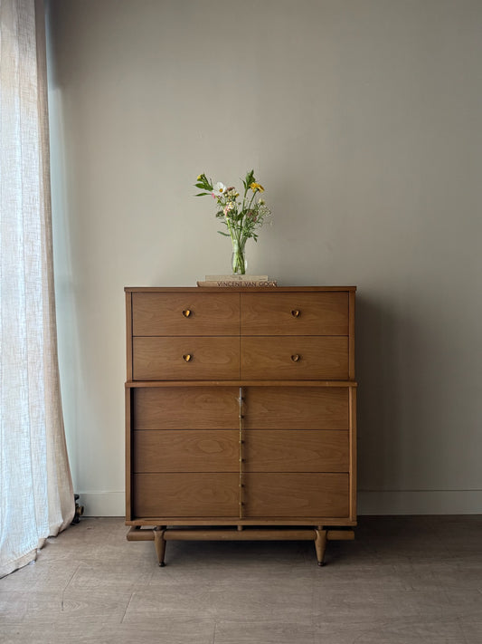 Kent Coffey walnut tallboy dresser