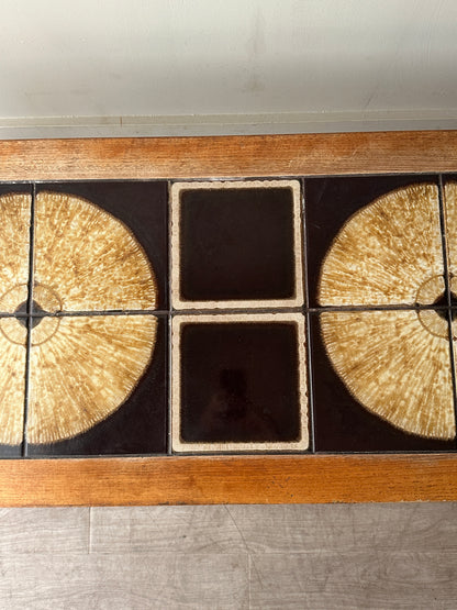Teak and tile inlay coffee table