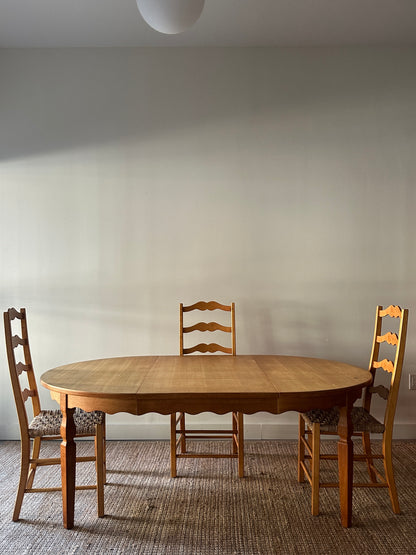 White oak dining table with leaf