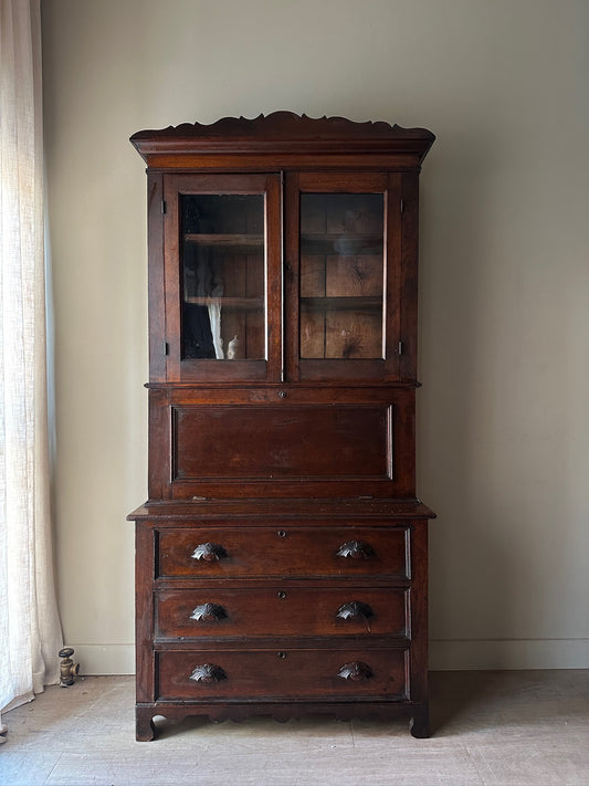 Victorian walnut secretary desk