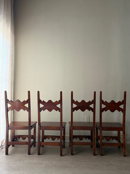 Carved cherry dining chairs. Sold as a set of 4.