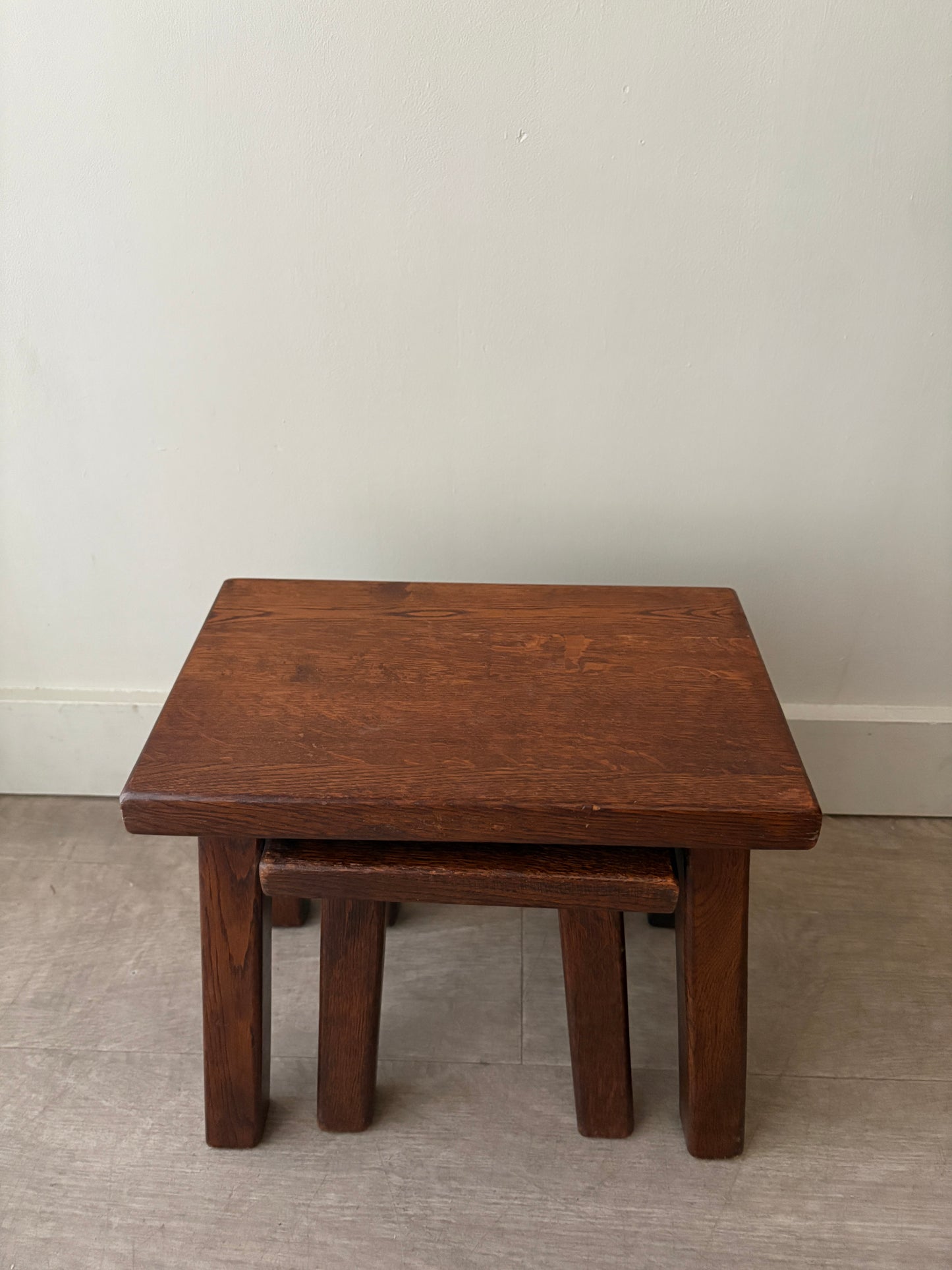 Belgian Brutalist oak nesting tables