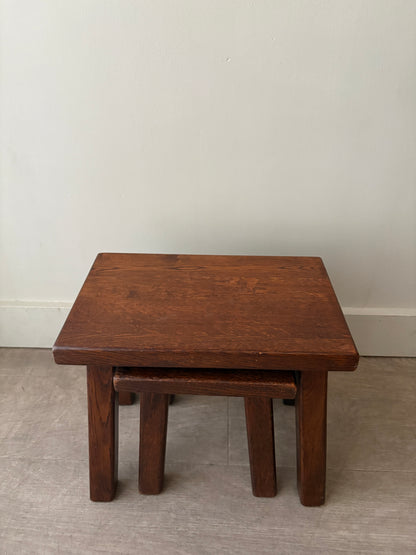 Belgian Brutalist oak nesting tables