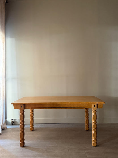 Danish oak dining table with extensions