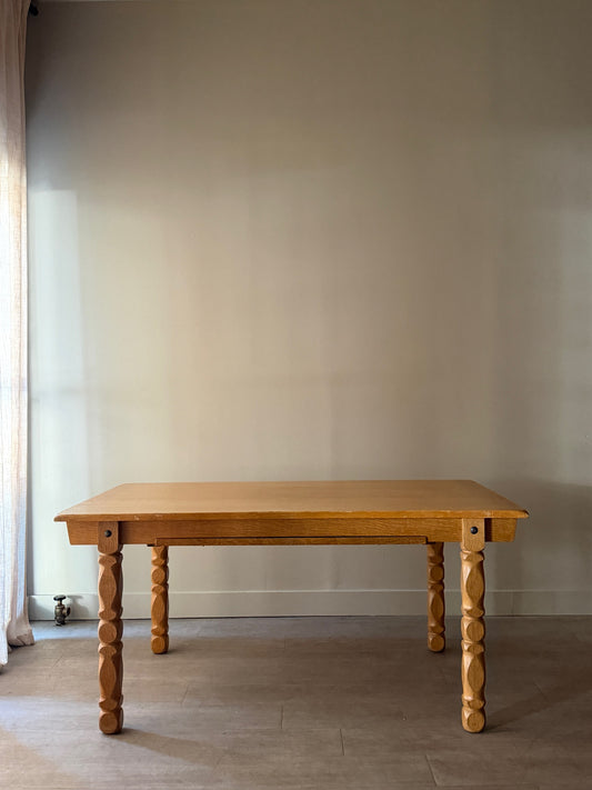 Danish oak dining table with extensions