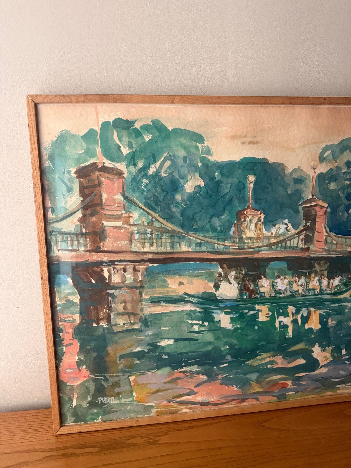 Boston Public Gardens bridge by James R. Pascucci (1928–2015). Signed.