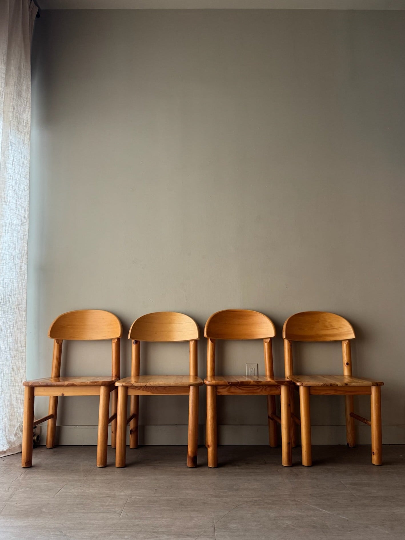 Rainer Daumiller pine dining chairs. Sold as a set of 4.