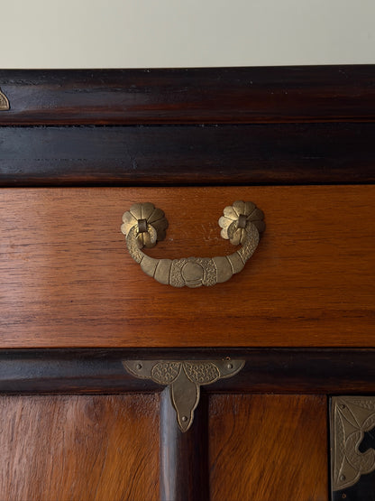 Korean elmwood two piece tansu chest