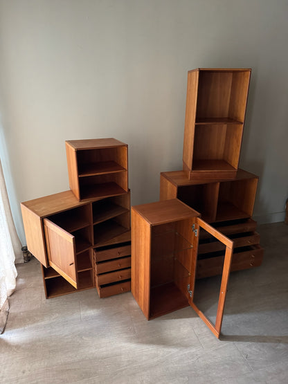 Danish teak modular shelving unit