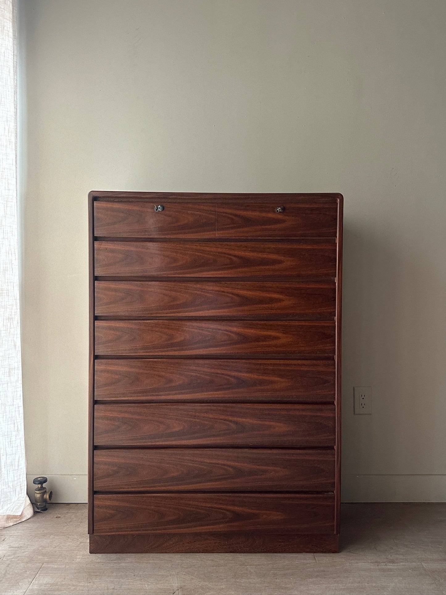 Walnut tallboy dresser