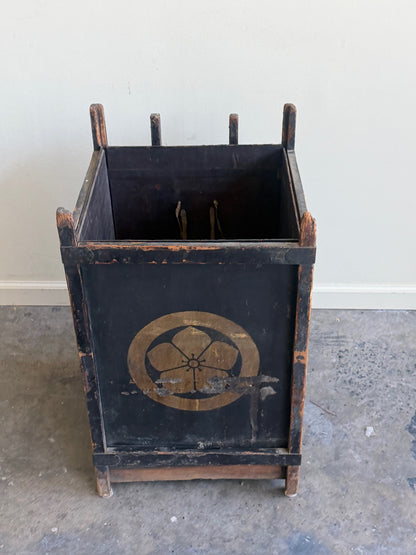 Painted floral storage bin