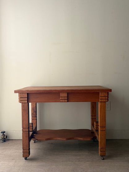 Oak and yellow pine library table